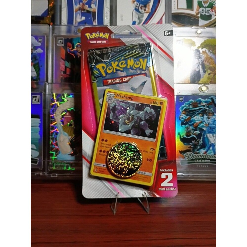 Pokémon TCG Mini Packs 2-Pack w/ Machamp Foil Card and coin. 2019